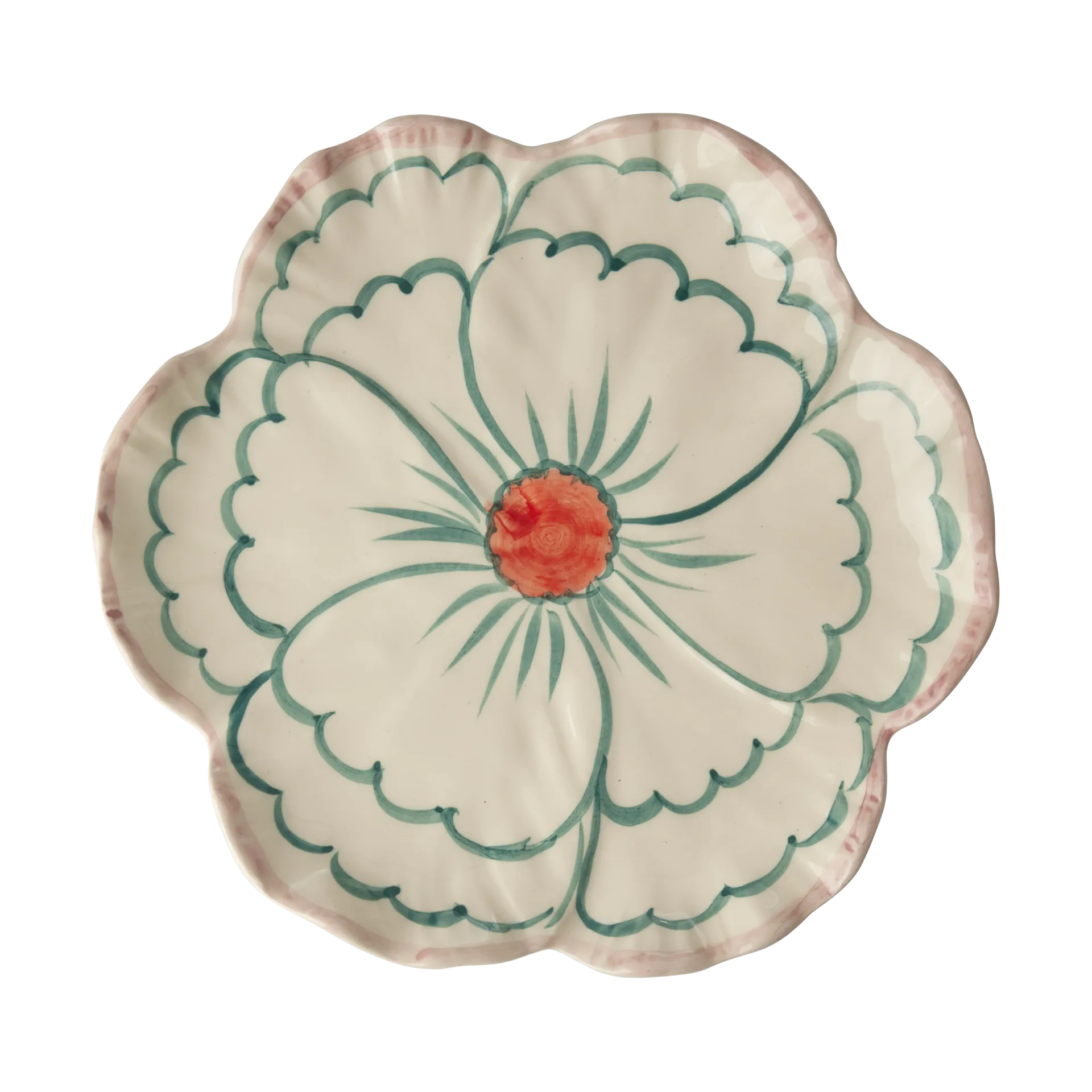 Rice Flower Teller Ø19,5 cm, Pink border RICE