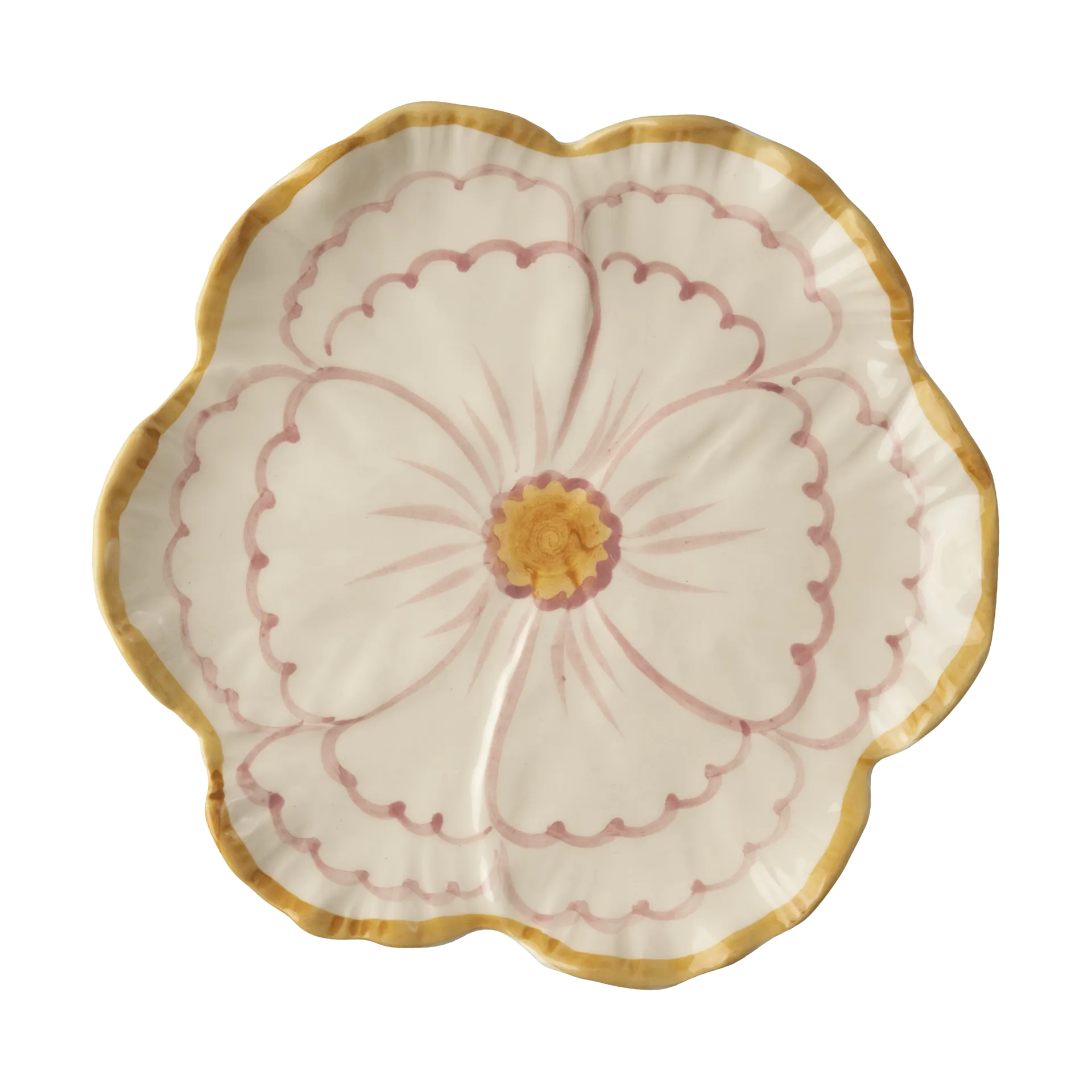 Rice Flower Teller Ø19,5 cm, Yellow border RICE