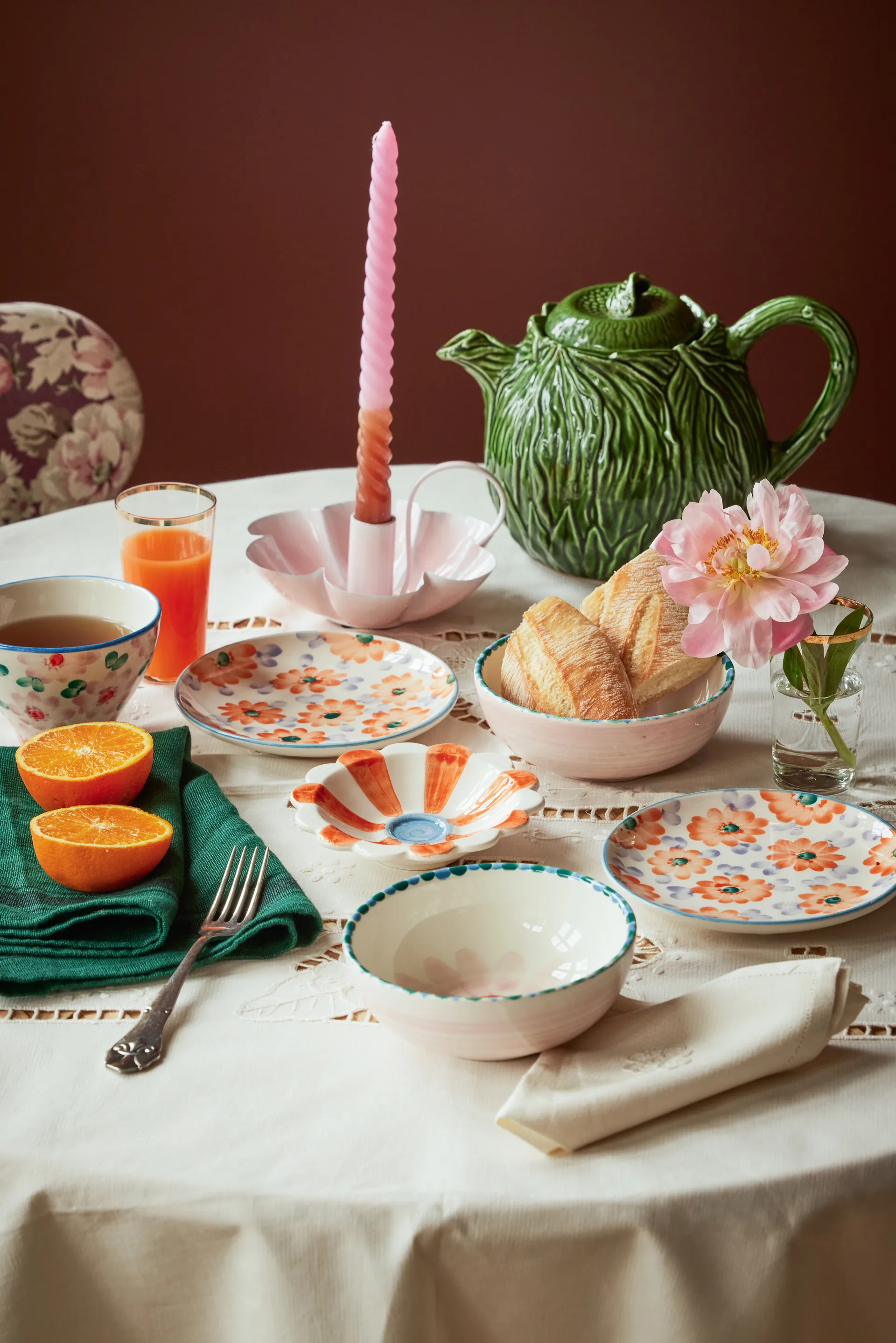 Rice Keramik Teekanne 1,6 L, Embossed kale design RICE