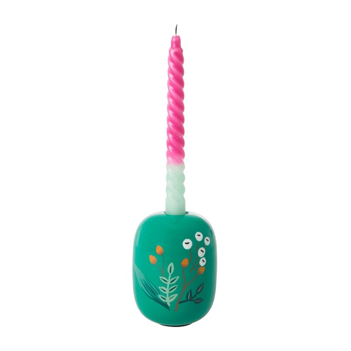 Rice Kerzenhalter Ø8,5cm, Green-handpainted flowers RICE