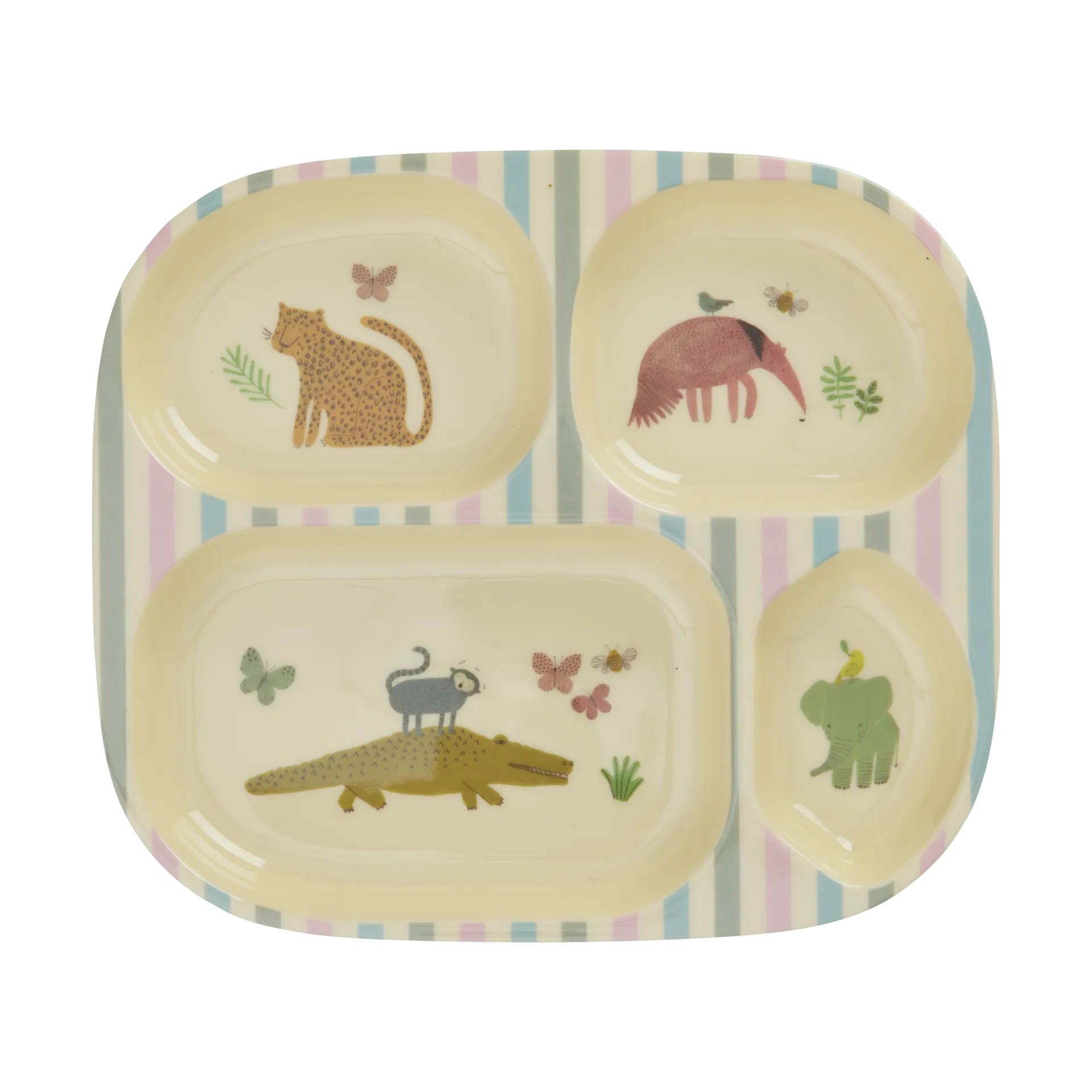 Rice Kinderteller Melamin 4 Fächer, Sweet Jungle Print RICE