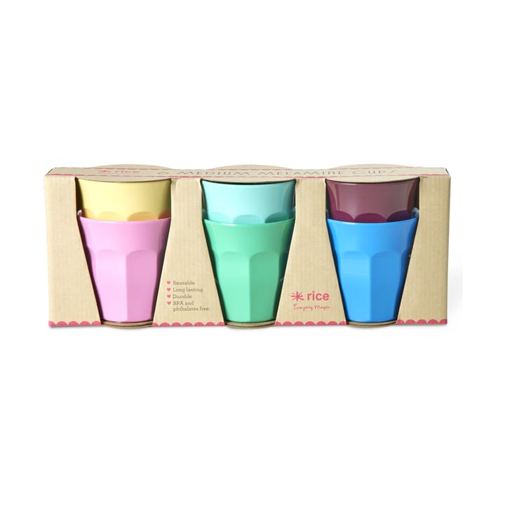 Rice Melamin Becher medium 6er Pack - Show youre true colors - RICE