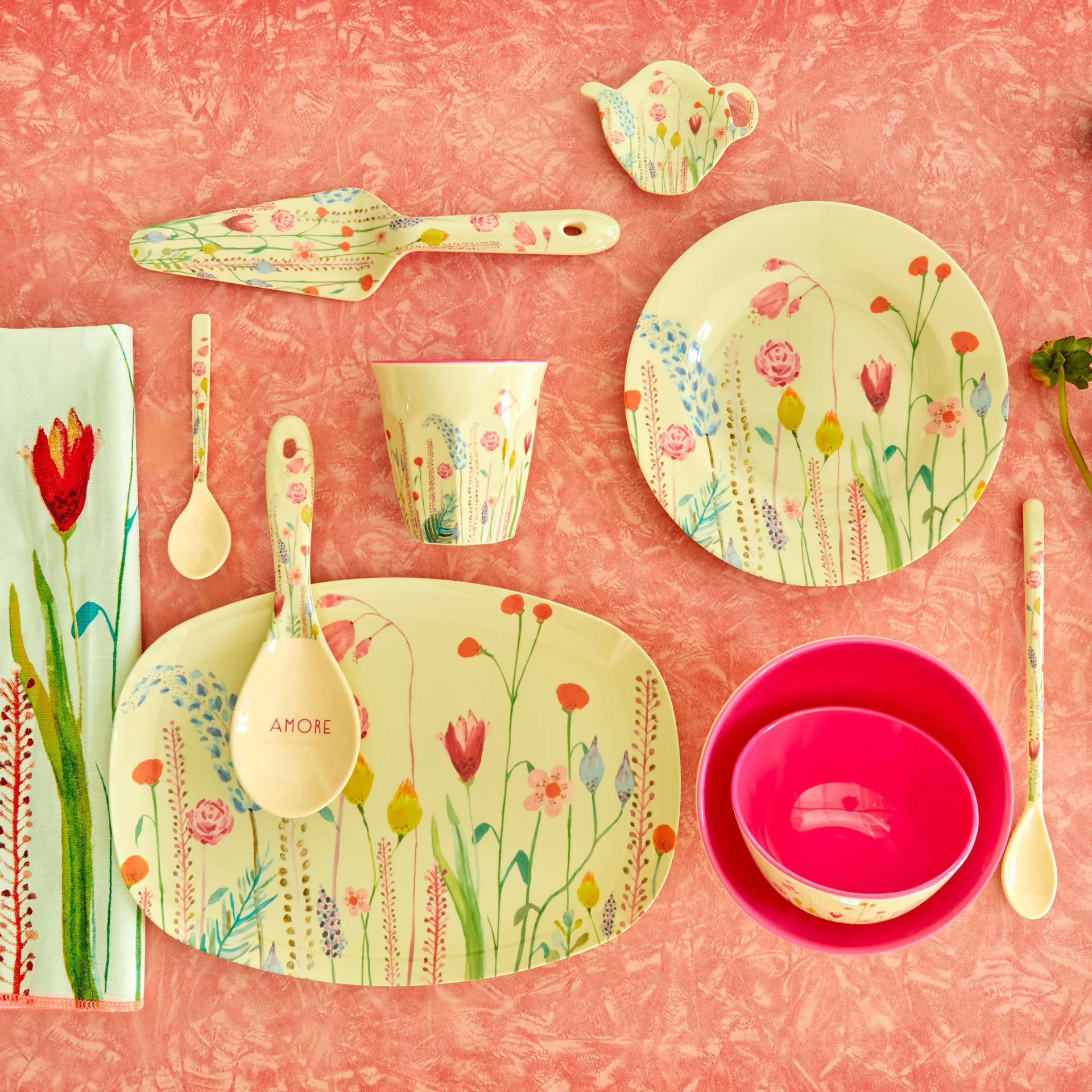 Rice Melaminbecher medium, Summer flowers RICE