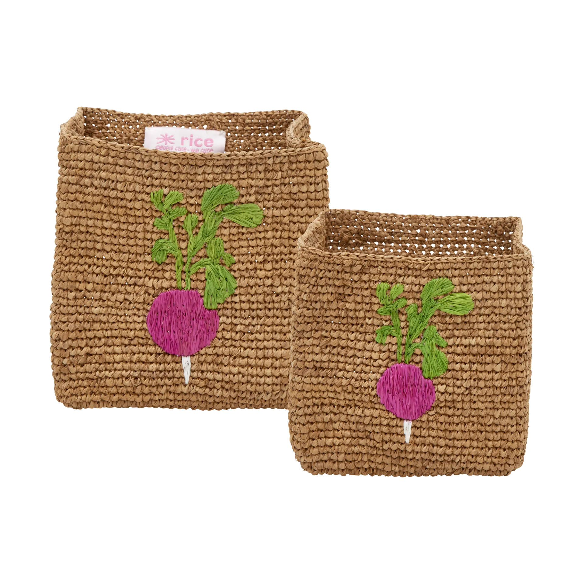 Rice Raffia Aufbewahrungskorb 2 Teile, Radish Embroidery-Tea RICE
