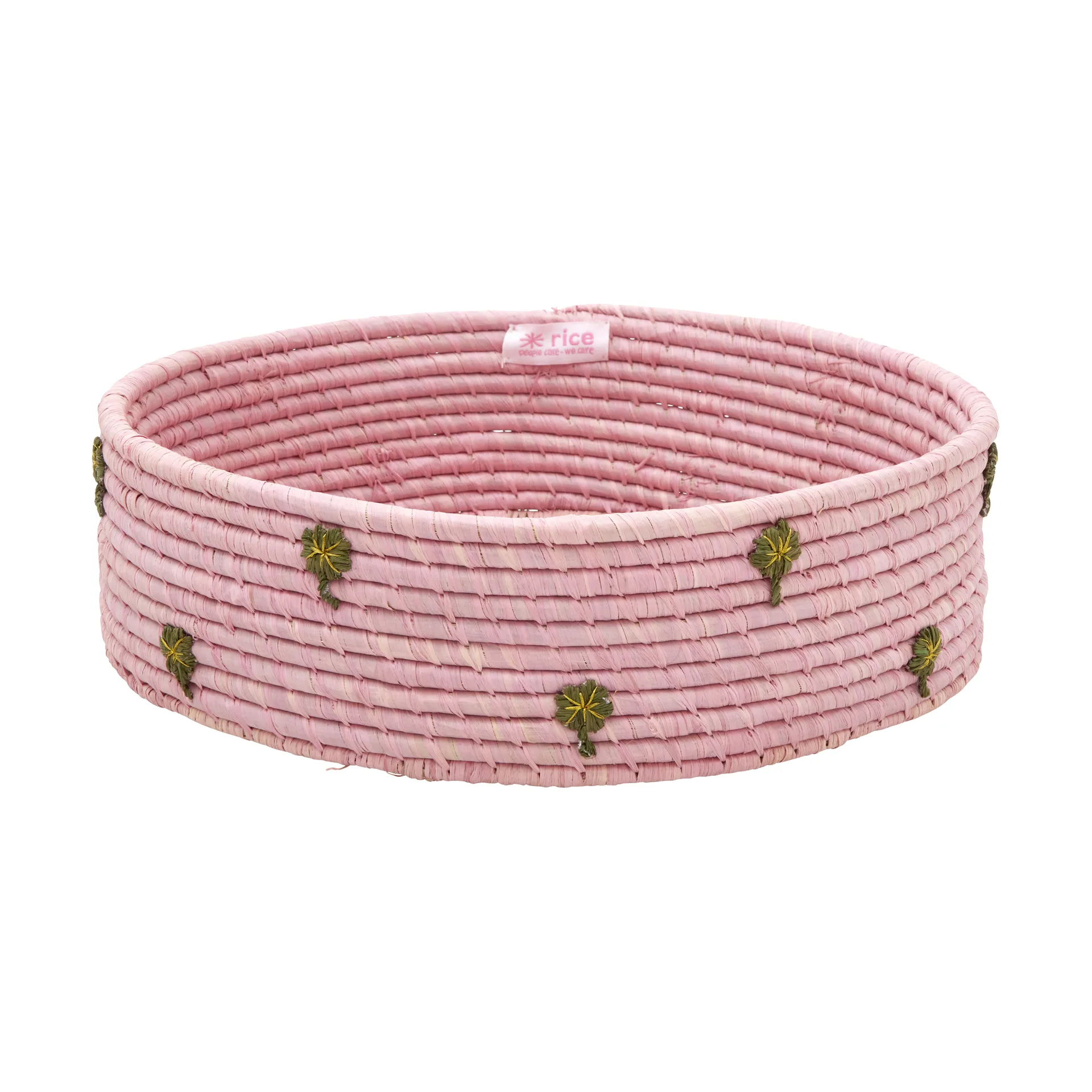 Rice Raffia Aufbewahrungskorb niedrig Ø 35 cm, Pink RICE