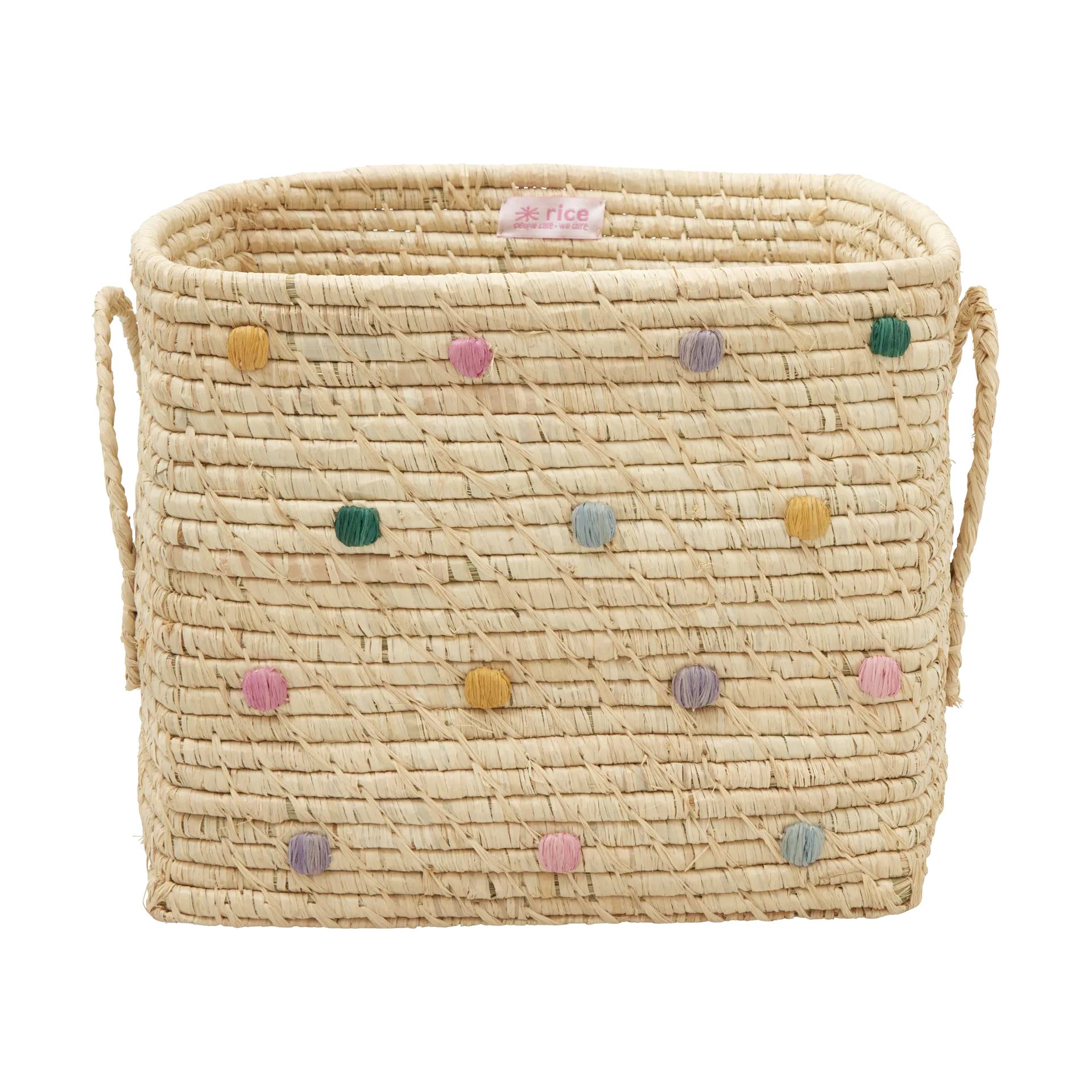 Rice Raffia Verwahrungskorb gepunktet, Dove Blue RICE