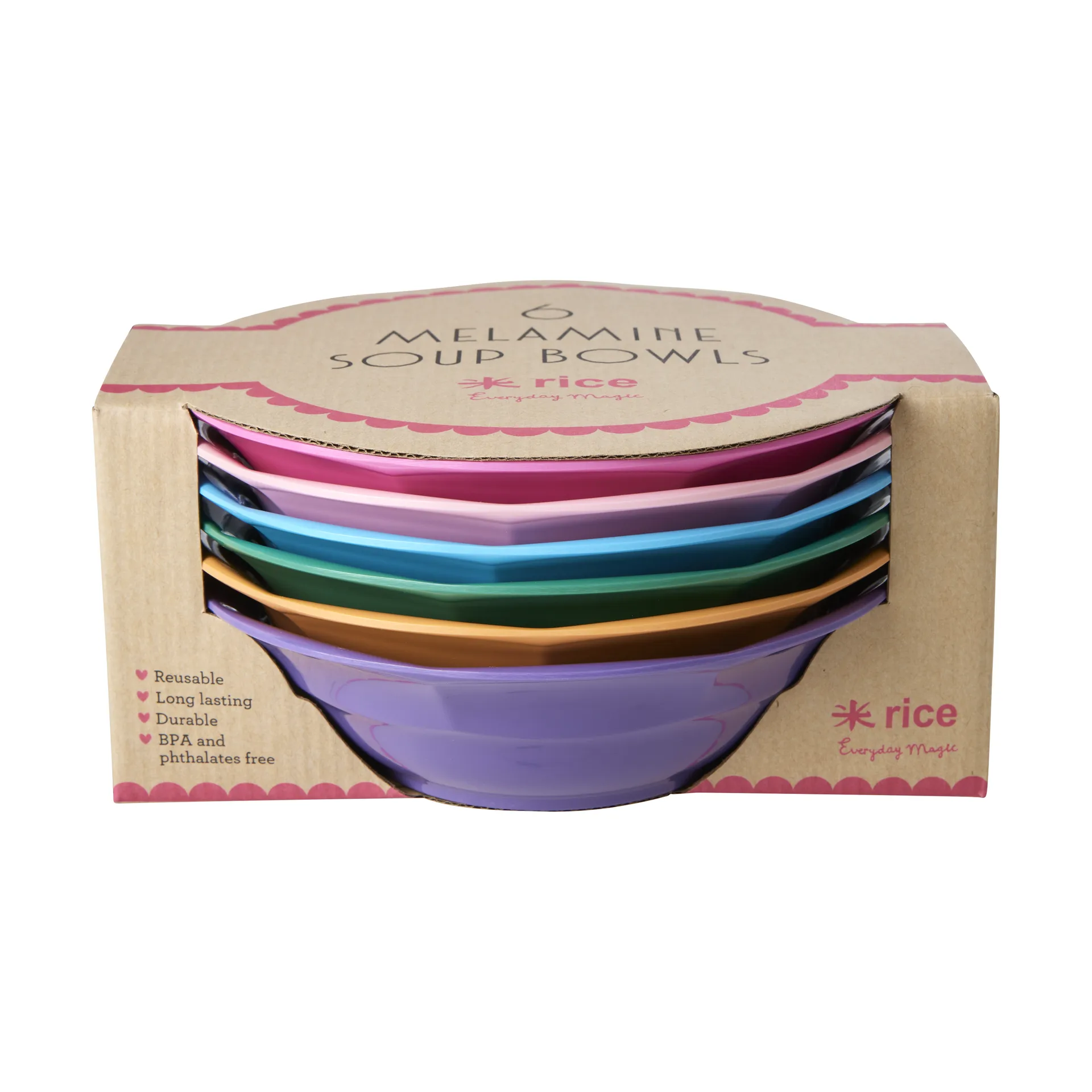 Rice Suppenteller Melamin Ø19 cm 6 Teile, Multicolor RICE
