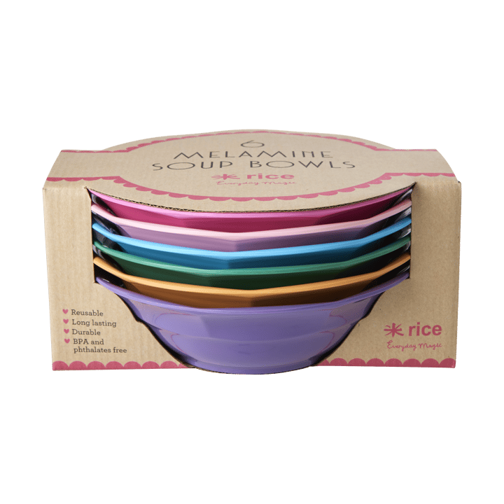 Rice Suppenteller Melamin Ø19 cm 6 Teile, Multicolor RICE