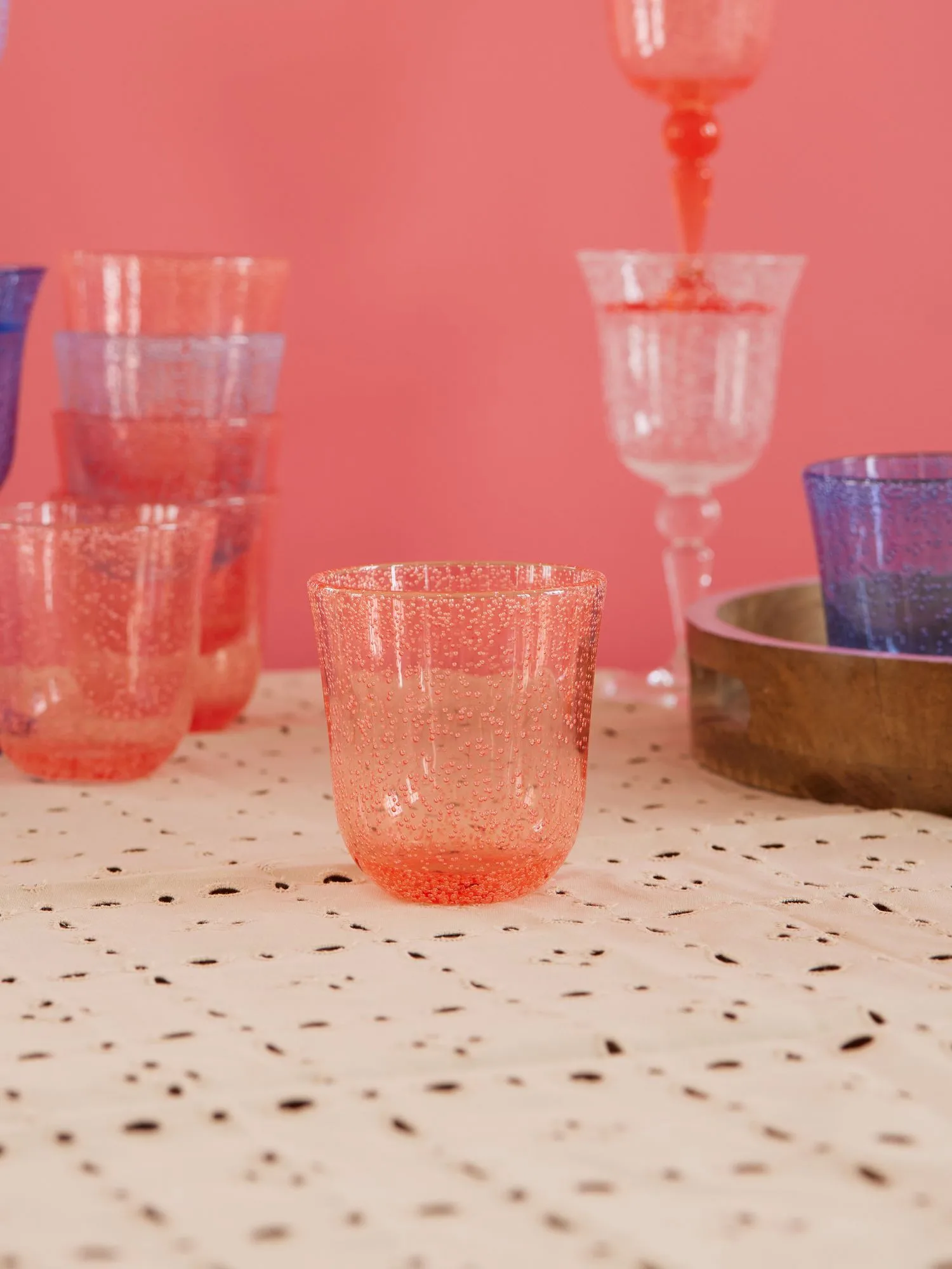 Rice Tumblerglas Bubble Design Akryl, 41 cl, Peach RICE