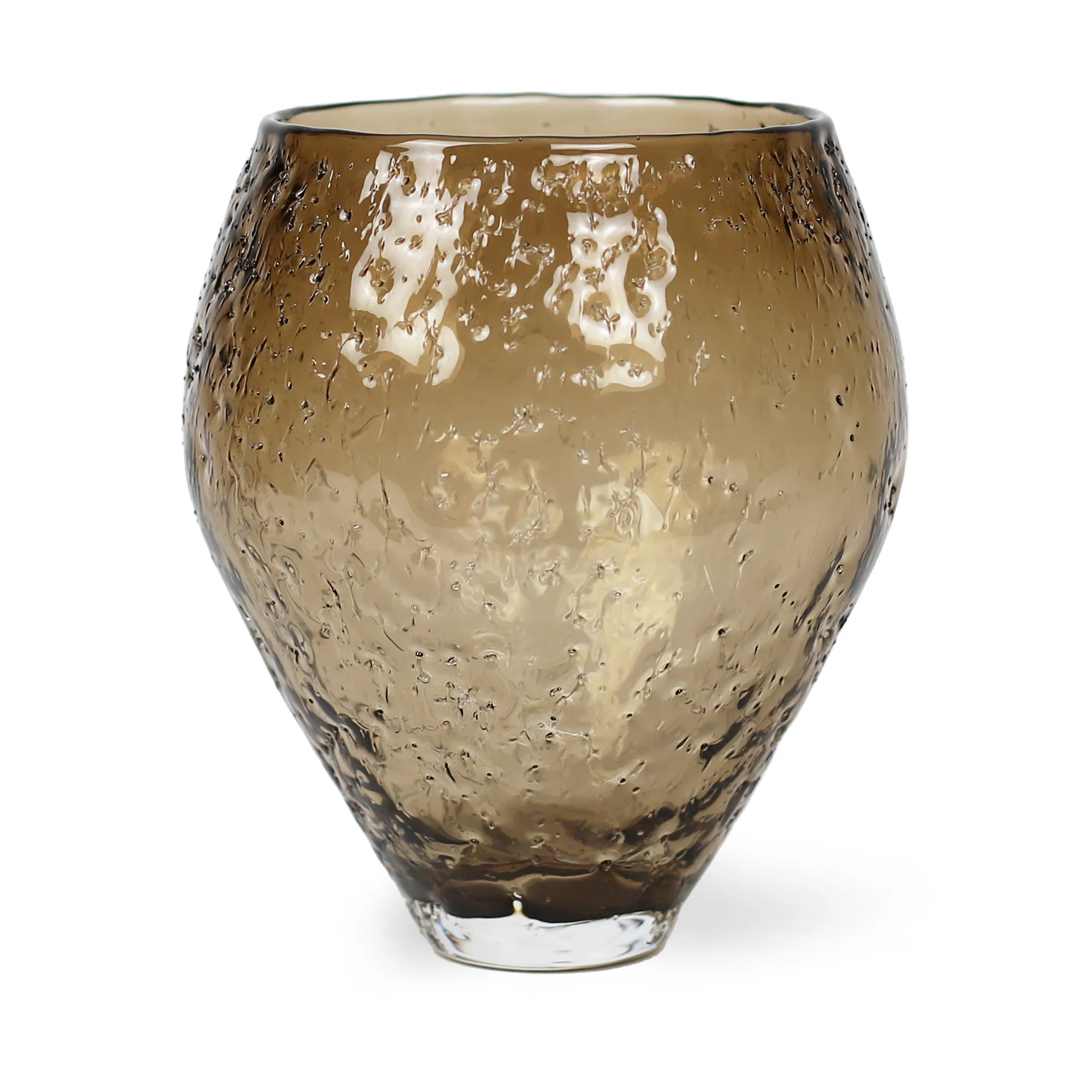 Crushed Glasvase medium, Sepia brown Ro Collection