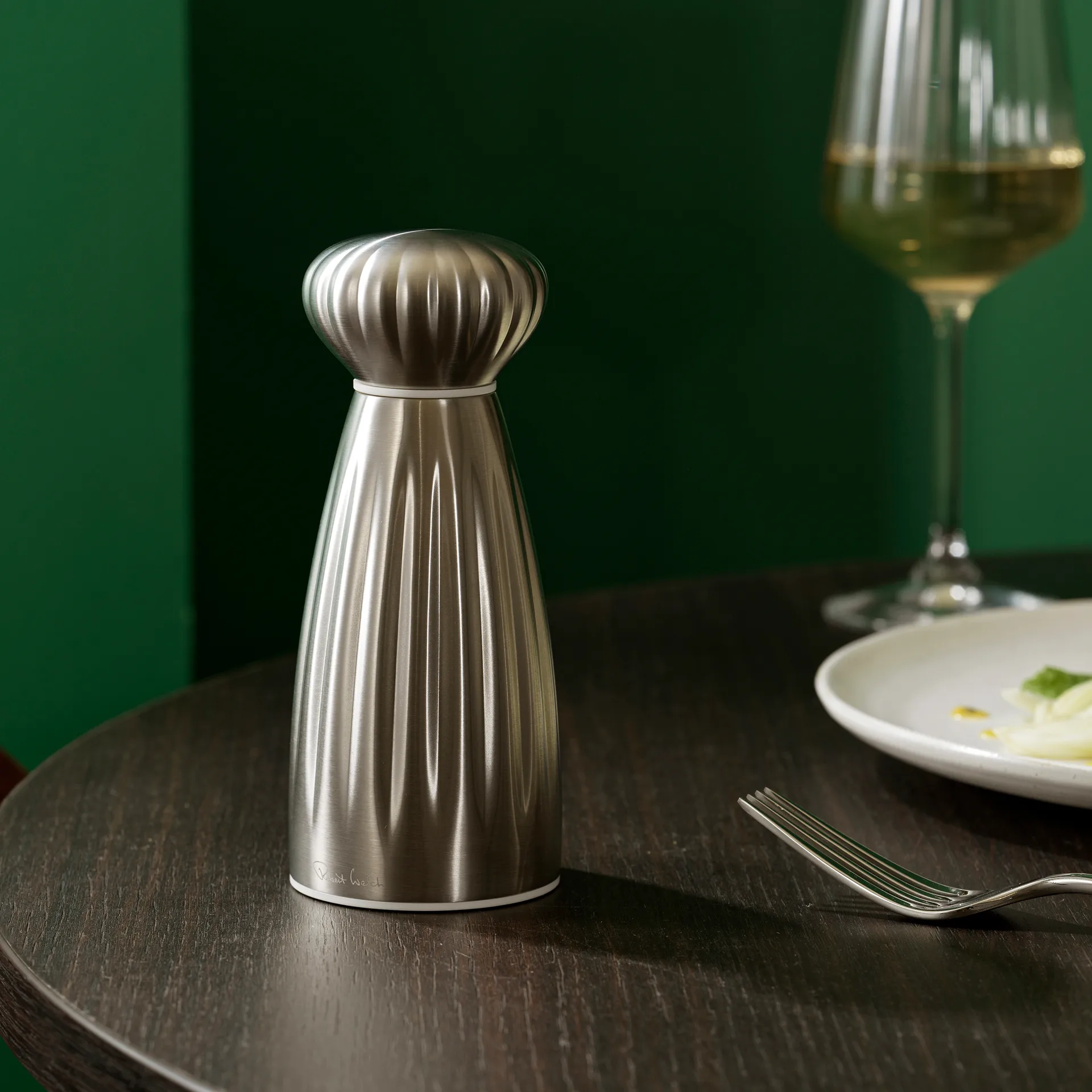 Palm satin Salzmühle Edelstahl 16,8 cm, Weiß Robert Welch