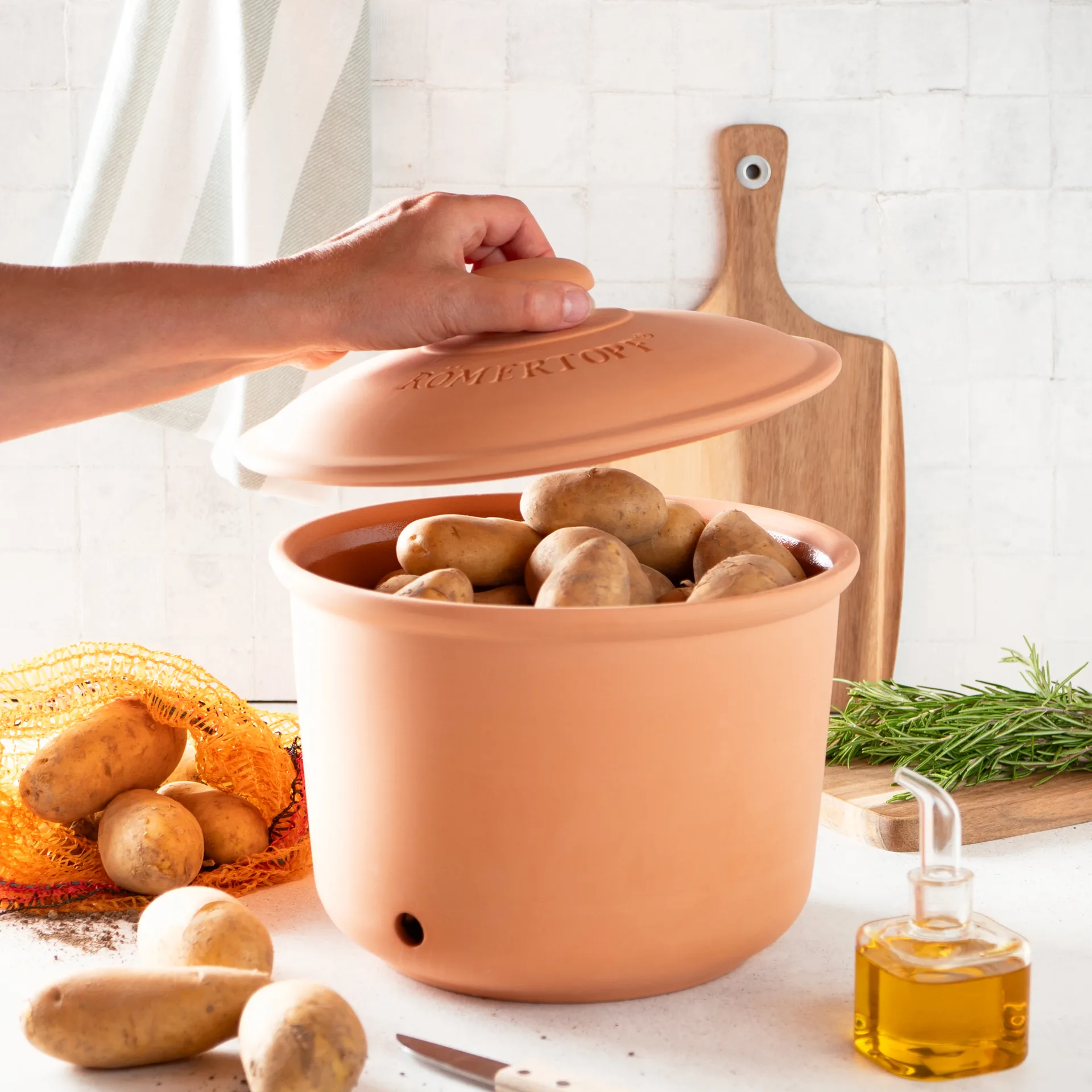 Römertopf Kartoffeltopf, Terrakotta Römertopf