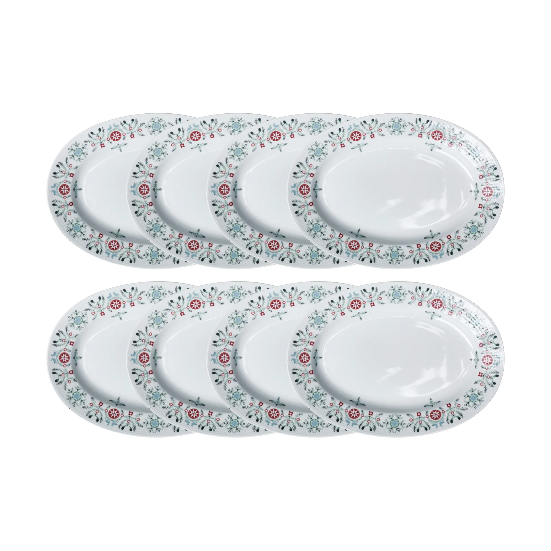 Swedish Grace Winter Teller oval 8er-Pack - Weiß Rörstrand
