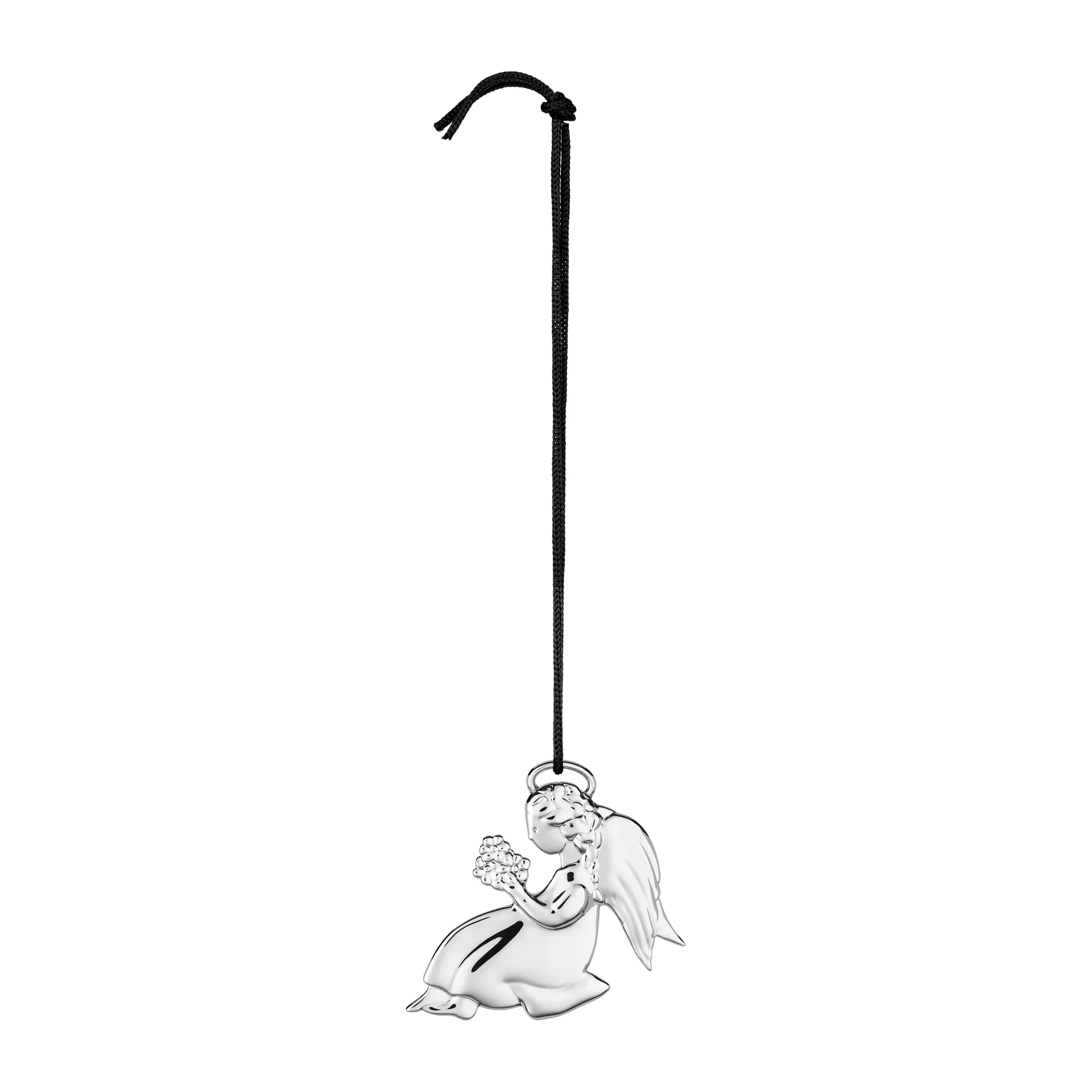 Karen Blixen Engel mit Blumen Weihnachtsanhänger 7,5cm, Versilbert Rosendahl