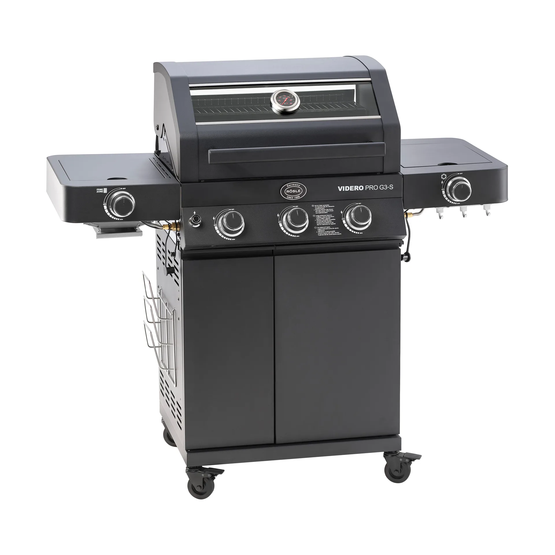 Videro PRO G3-S Vario + Gasgrill, Matt schwarz Rösle