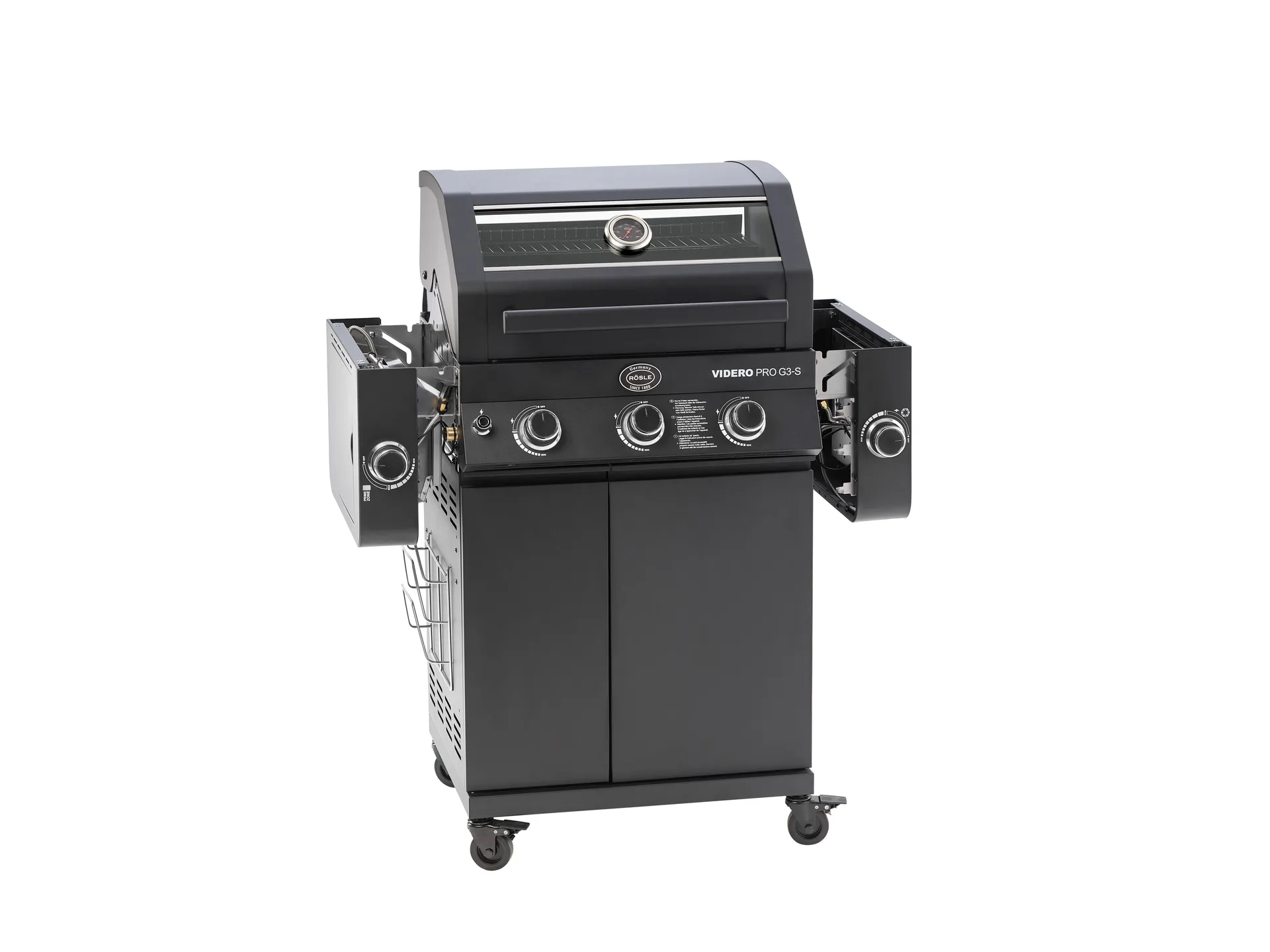 Videro PRO G3-S Vario + Gasgrill, Matt schwarz Rösle