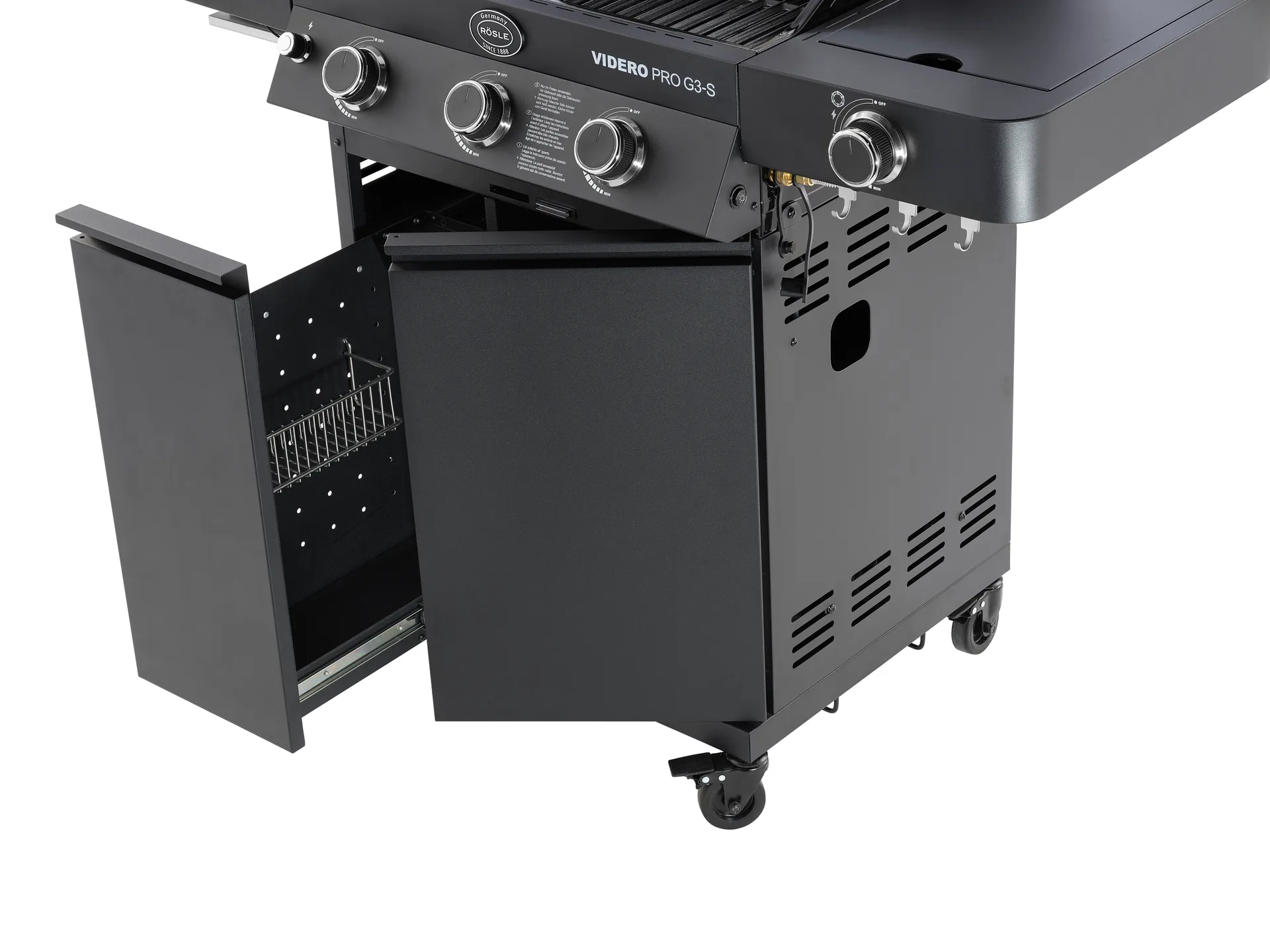 Videro PRO G3-S Vario + Gasgrill, Matt schwarz Rösle