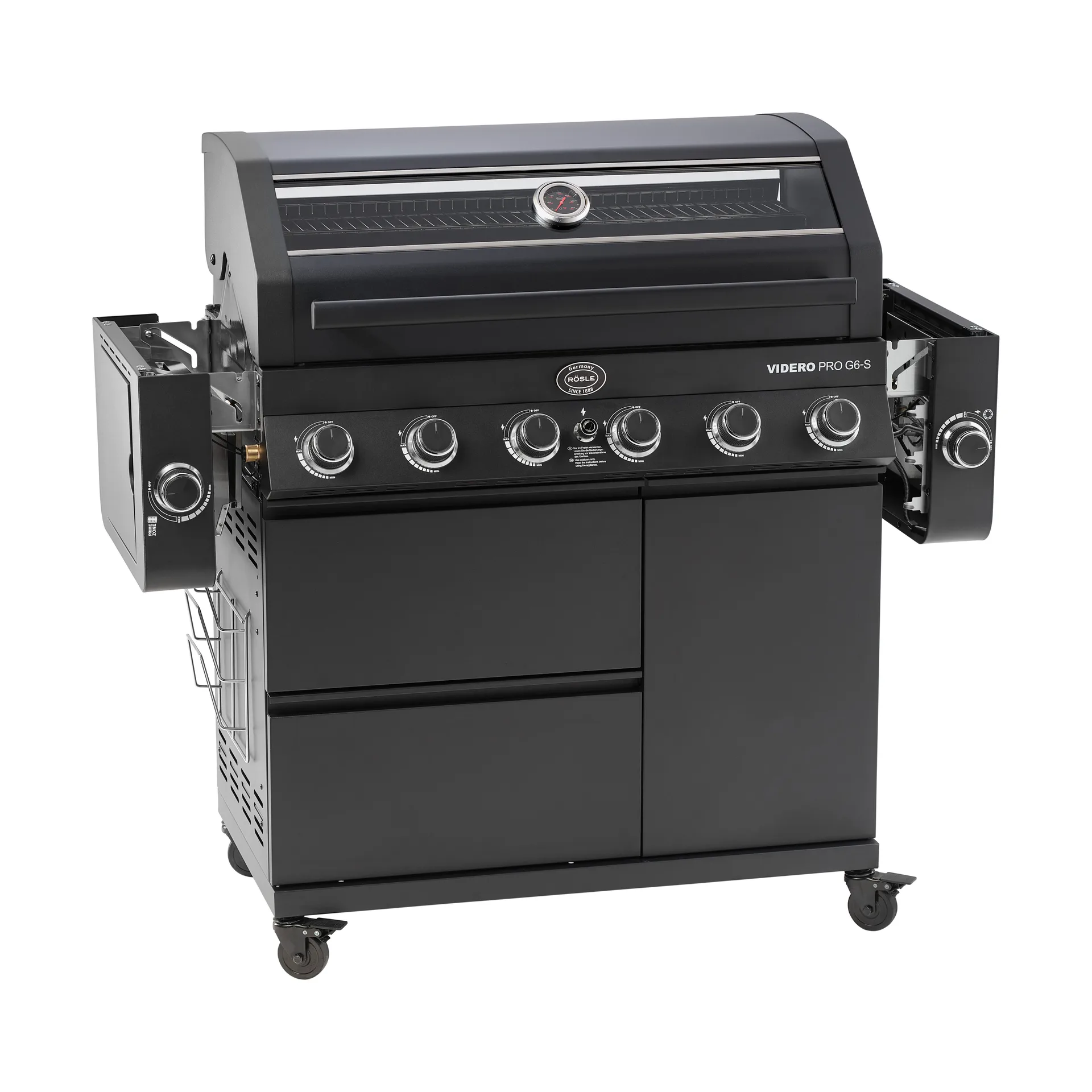 Videro PRO G6-S Vario + Gasgrill, Matt schwarz Rösle