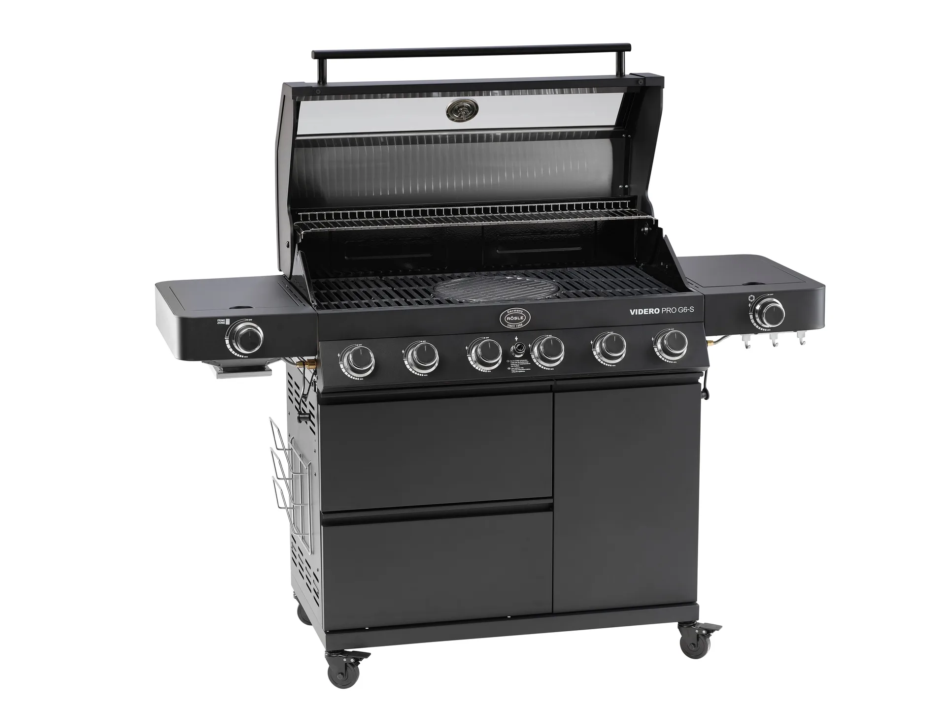 Videro PRO G6-S Vario + Gasgrill, Matt schwarz Rösle
