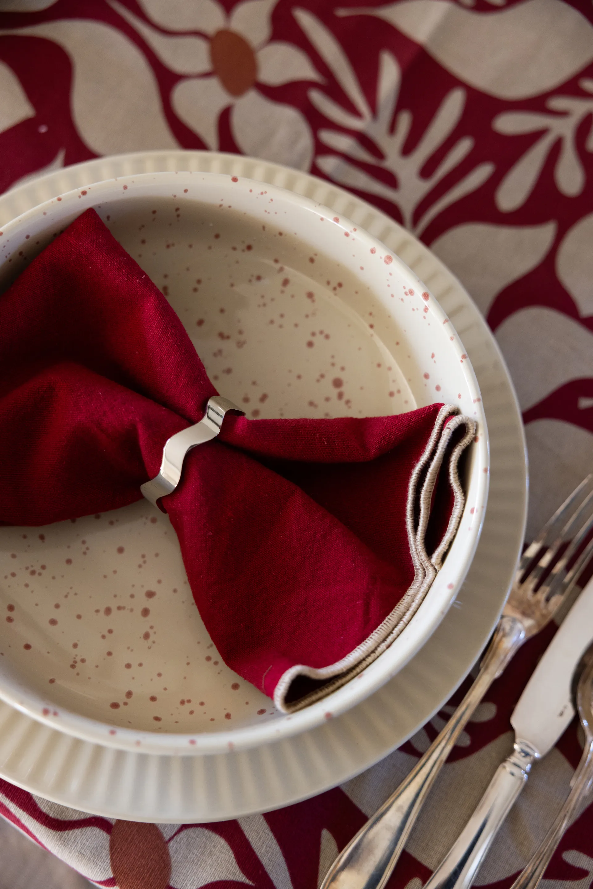 Edith Serviette 45x45 cm 2er-Pack, Weinrot Sagaform