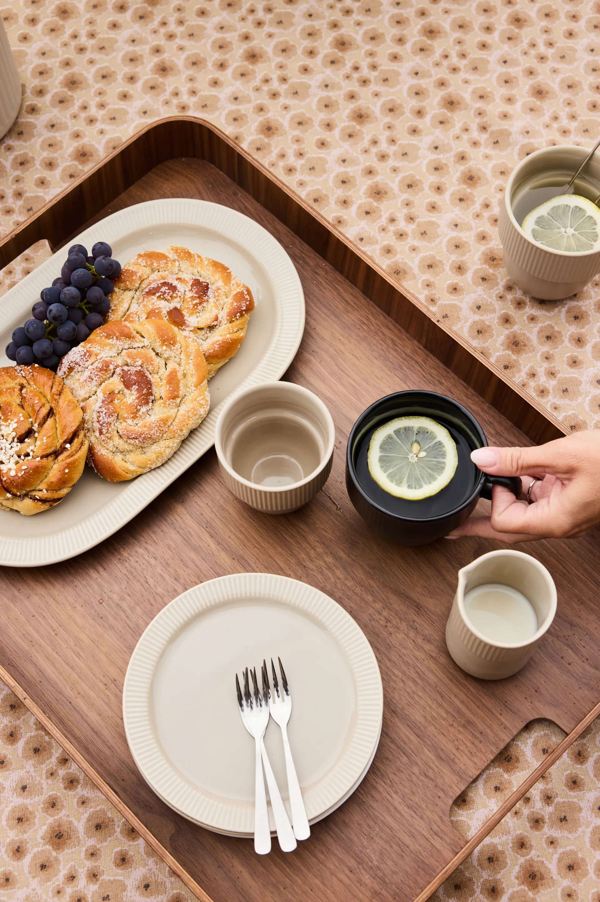 Inka Dessertteller, Beige-warm grau, Ø17 cm Sagaform