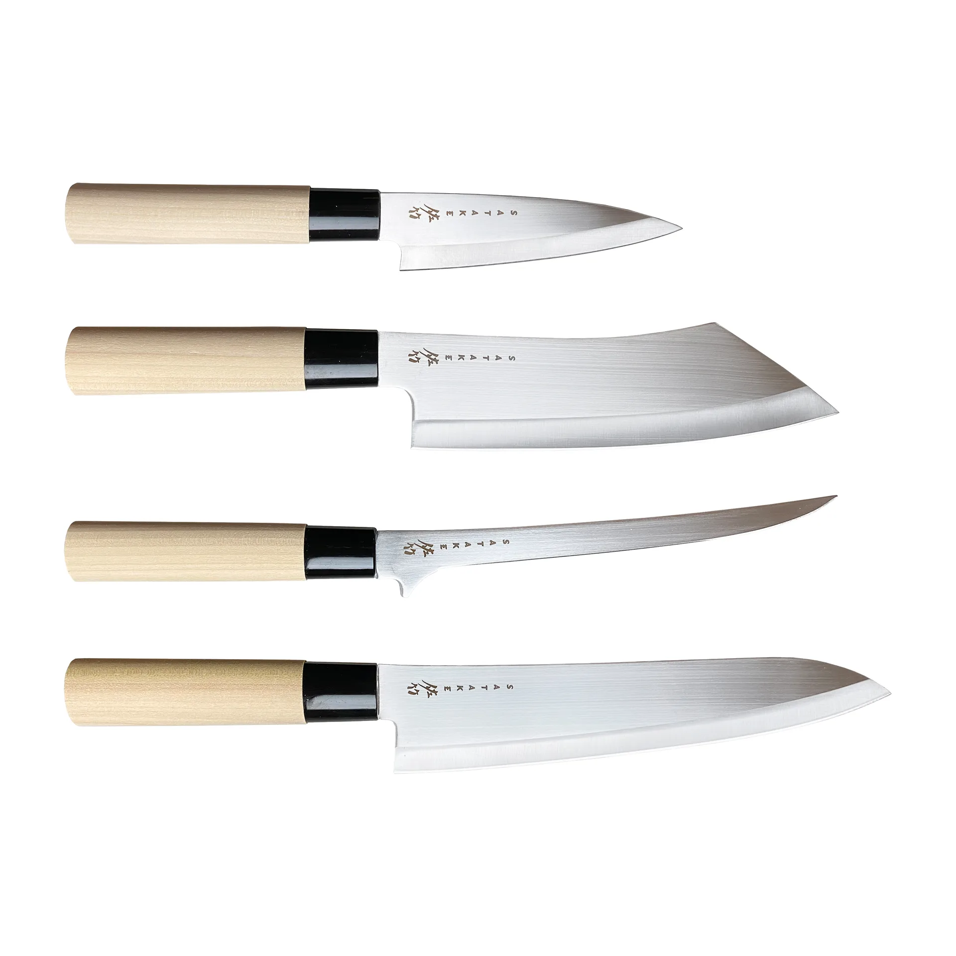 Messer-Set in Balsabox 22 x 38 cm, 4-teilig Satake
