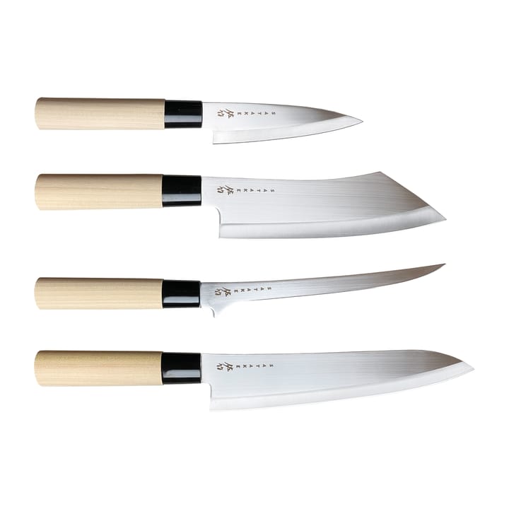 Messer-Set in Balsabox 22 x 38 cm, 4-teilig Satake
