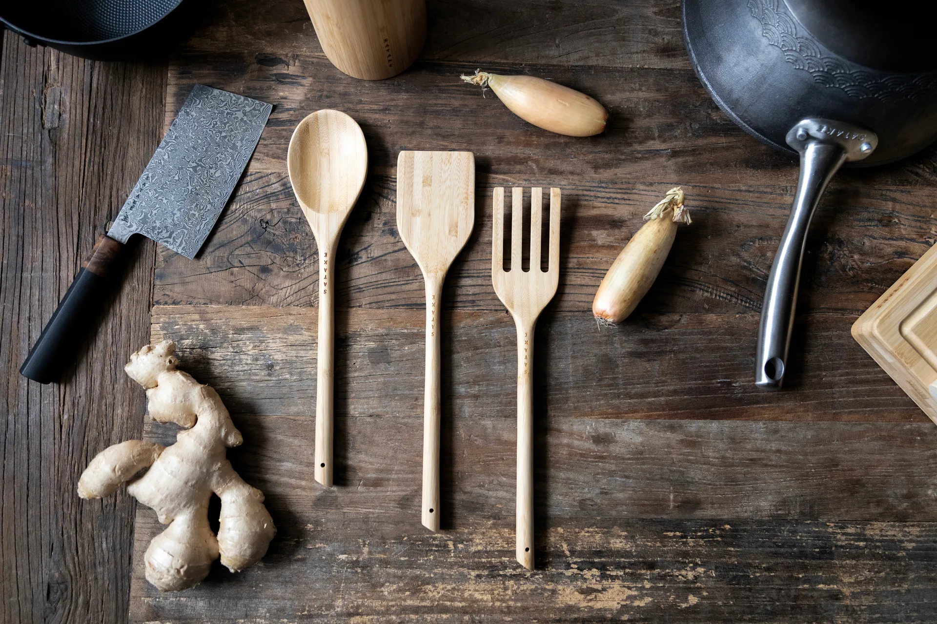 Satake Küchenutensilien-Set, Bambus, 3-teilig Satake