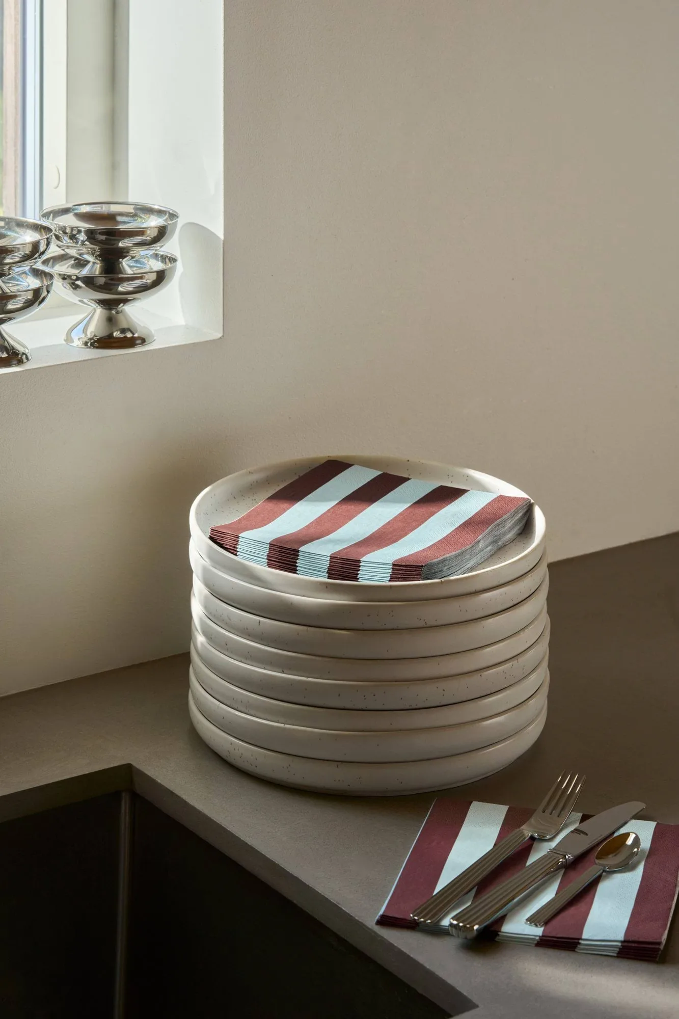 Bold Stripe Papierserviette, Weinrot-Blau, 20er-Pack, 33x33 cm Scandi Essentials