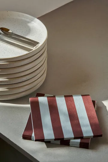 Bold Stripe Papierserviette - Weinrot-Blau, 20er-Pack, 33x33 cm - Scandi Essentials