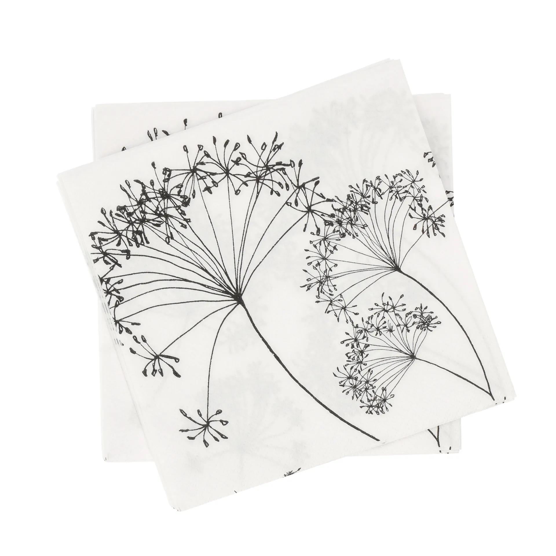 Botanical Papierserviette, Weiß-Schwarz, 20er-Pack, 33x33 cm Scandi Essentials