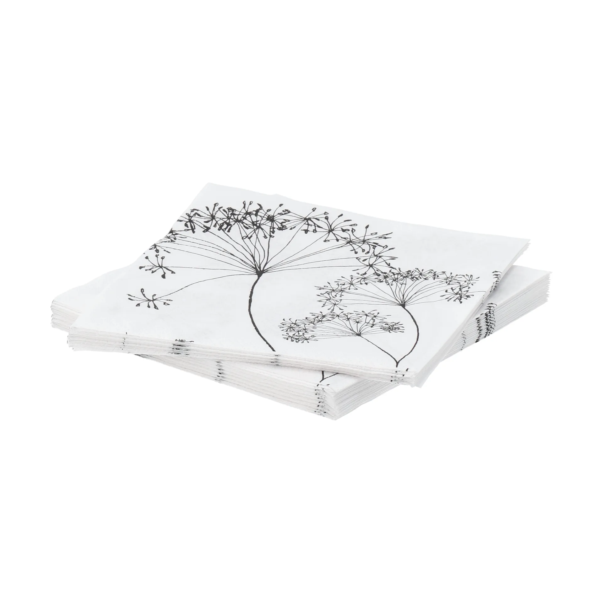 Botanical Papierserviette, Weiß-Schwarz, 20er-Pack, 33x33 cm Scandi Essentials