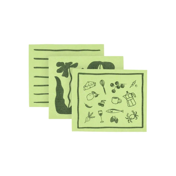 Daily Spültuch mit Muster - Grün, 3er-Pack - Scandi Essentials