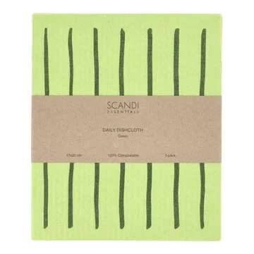 Daily Spültuch mit Muster - Grün, 3er-Pack - Scandi Essentials