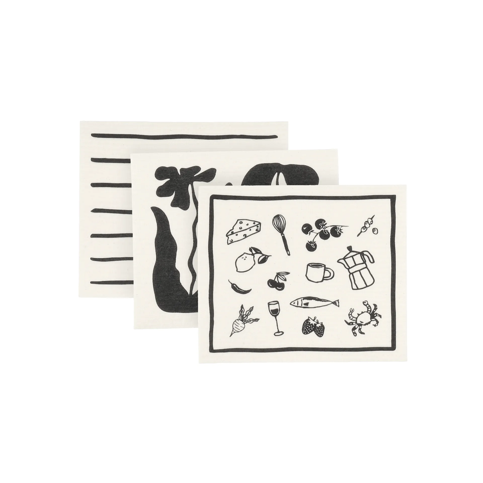 Daily Spültuch mit Muster, Weiß, 3er-Pack Scandi Essentials