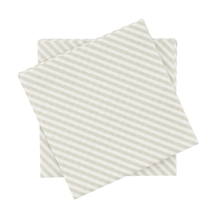 Fein gestreifte Papierserviette - Weiß-Beige, 20er-Pack, 33x33 cm - Scandi Essentials