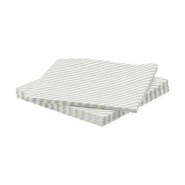 Fein gestreifte Papierserviette - Weiß-Beige, 20er-Pack, 33x33 cm - Scandi Essentials
