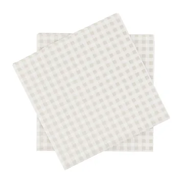 Fein kariertes Papierserviette - Weiß-Beige, 20er-Pack, 33x33 cm - Scandi Essentials