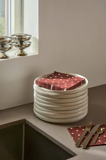 Feine Punkte Papierserviette - Weinrot-Weiß, 20er-Pack, 33x33 cm - Scandi Essentials