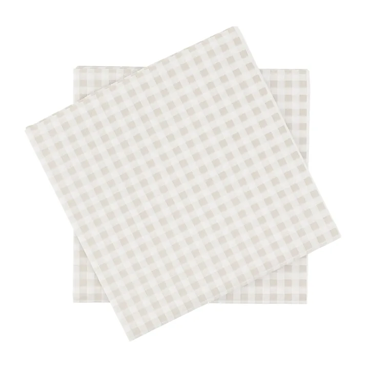 Fine grid Papierserviette - Weiß-Beige, 20er-Pack, 33x33 cm - Scandi Essentials