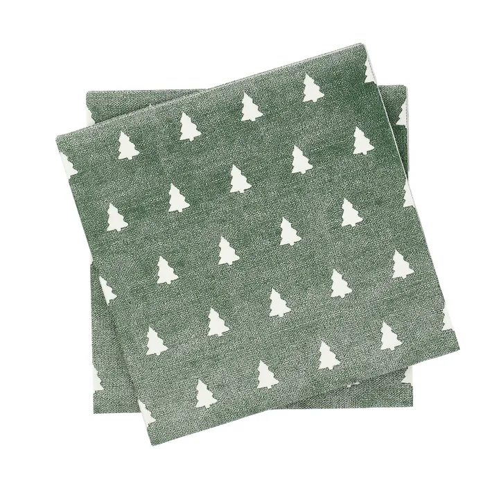 Linen Trees Serviette 33 x 33 cm 20er-Pack - Grün-Weiß - Scandi Essentials