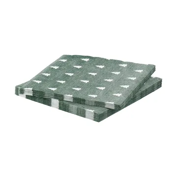Linen Trees Serviette 33 x 33 cm 20er-Pack - Grün-Weiß - Scandi Essentials