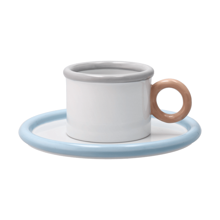Chunky Tasse mit Untertasse - Blau-grau - Scandi Living