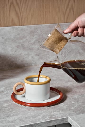 Chunky Tasse mit Untertasse - Rot-gelb - Scandi Living