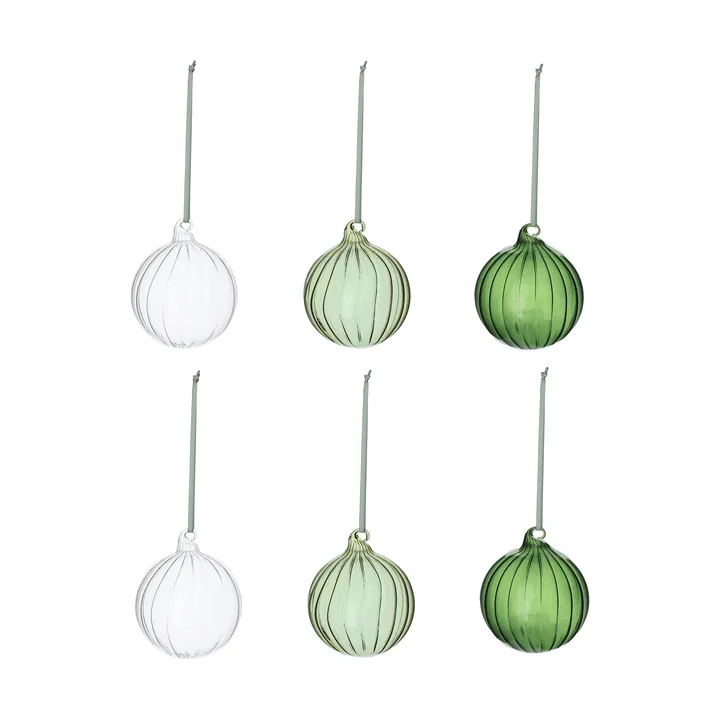 Clarity Christbaumkugeln, 6er-Pack - Grün - Scandi Living
