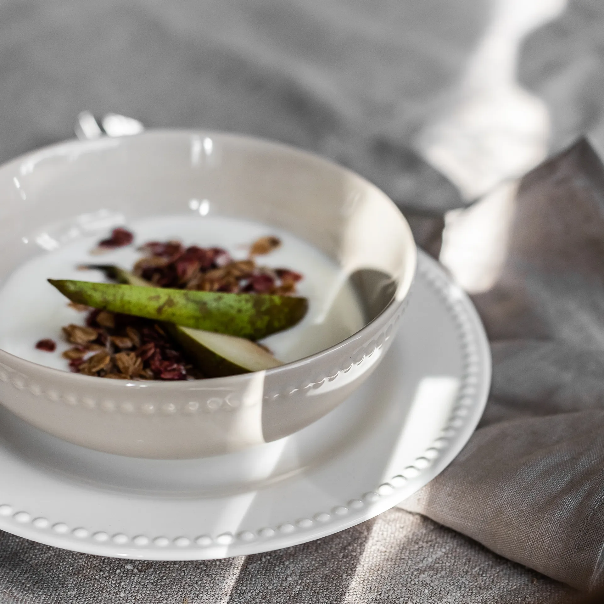 Dots Frühstücksschale 60cl 4er Pack, Cremeweiß Scandi Living