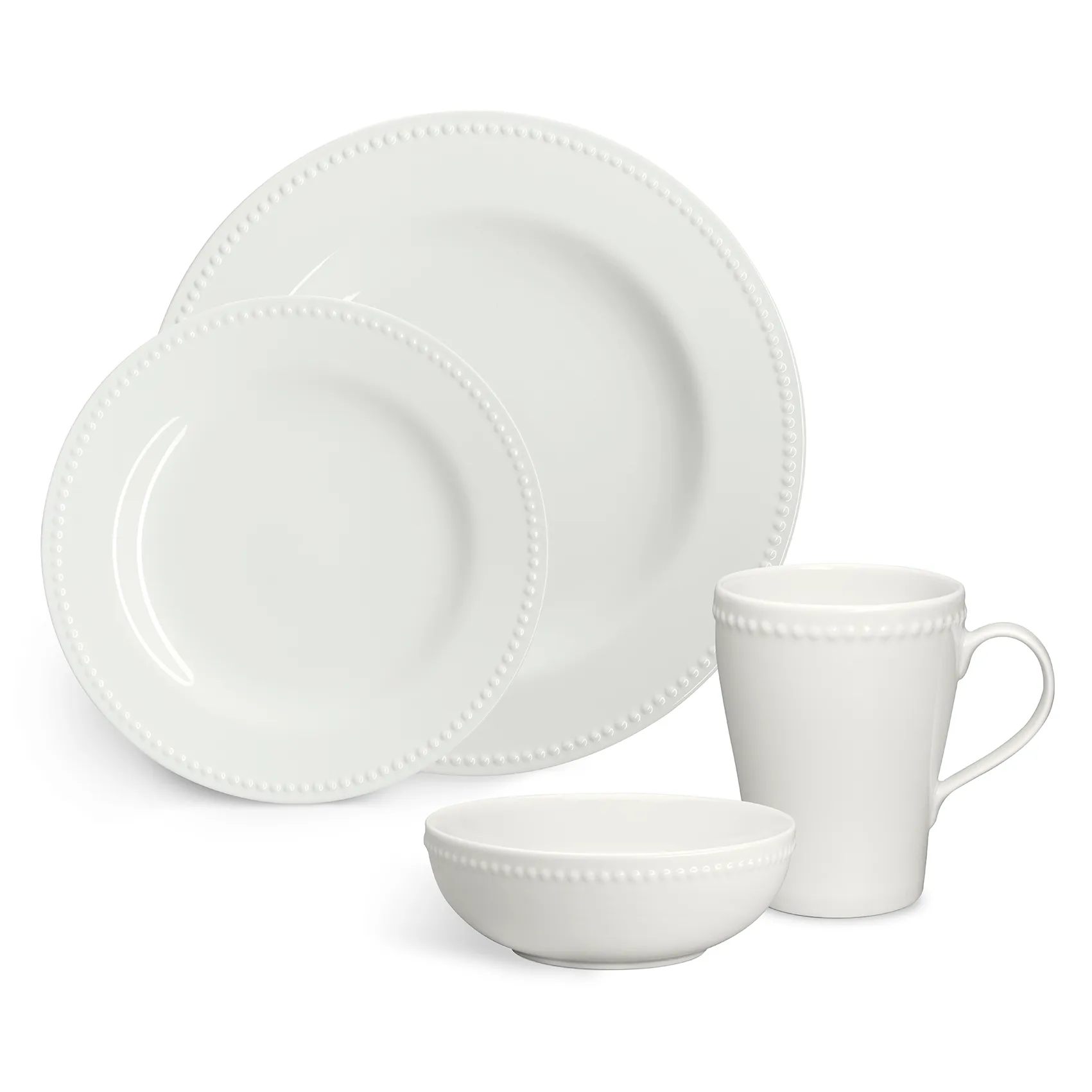 Dots kleiner Teller 22cm 4er Pack, Cremeweiß Scandi Living