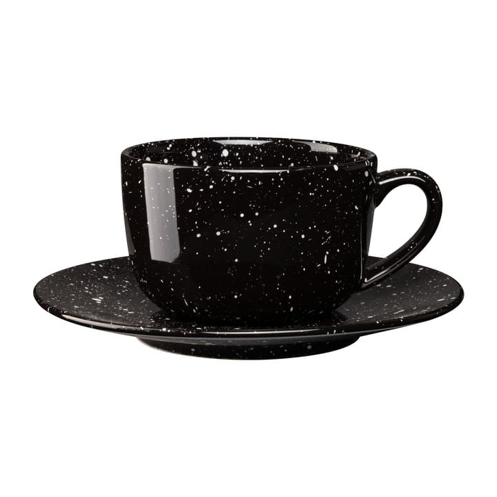 Freckle Tasse mit Untertasse 26cl - Schwarz - Scandi Living