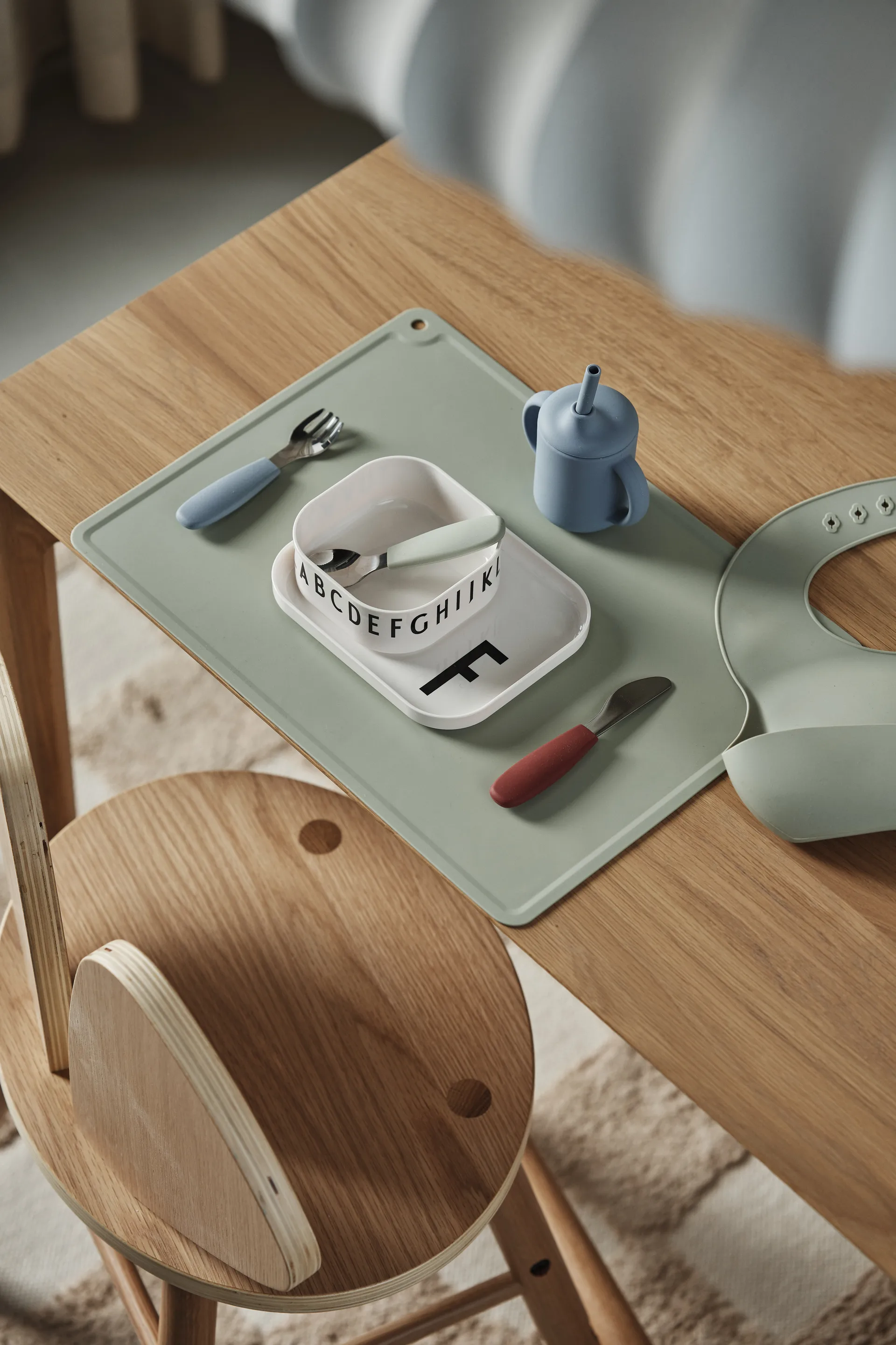 Idun Becher mit Strohhalm Silikon 120 ml, Blue Scandi Living