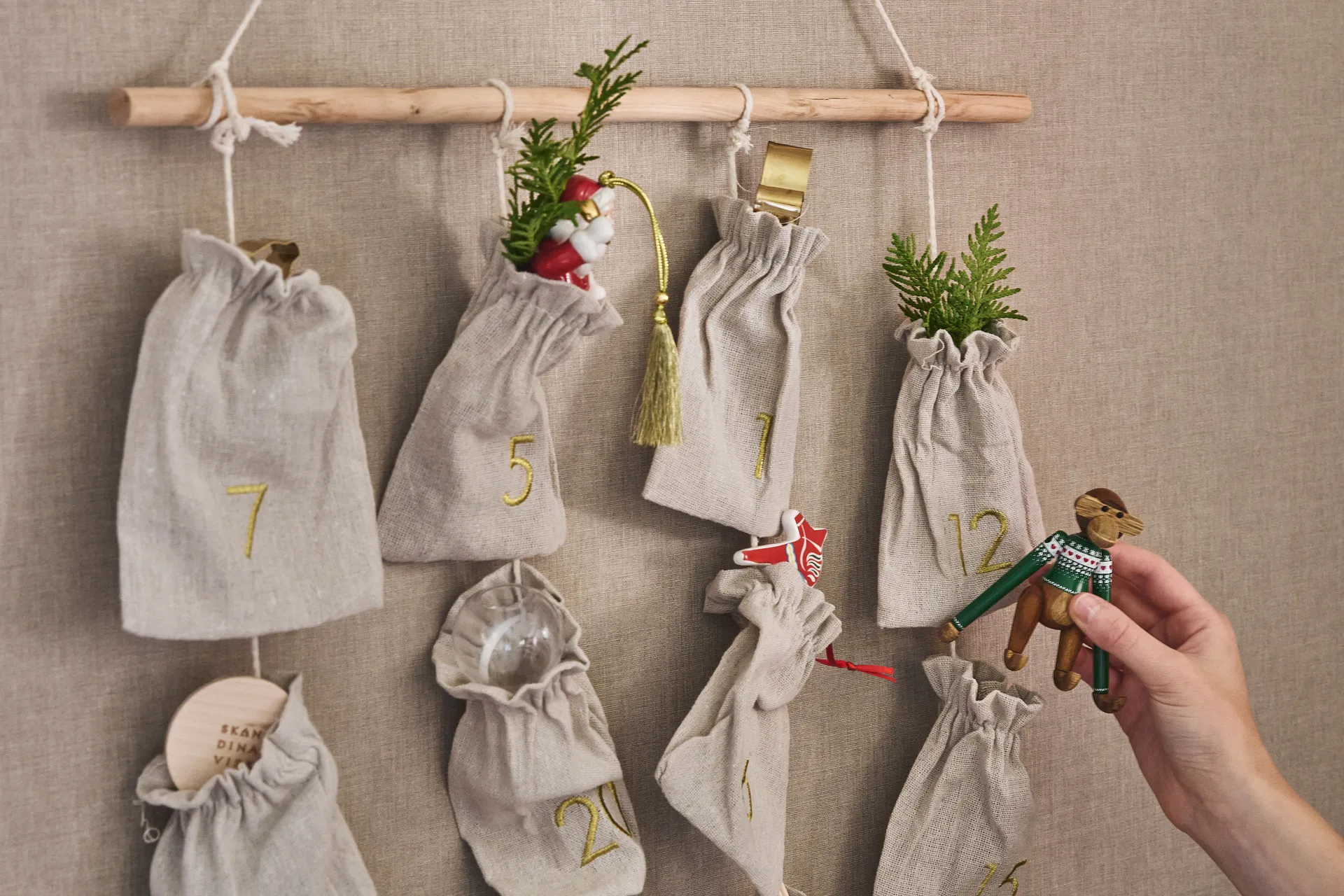 Joyful Adventskalender 75 cm, Beige Scandi Living